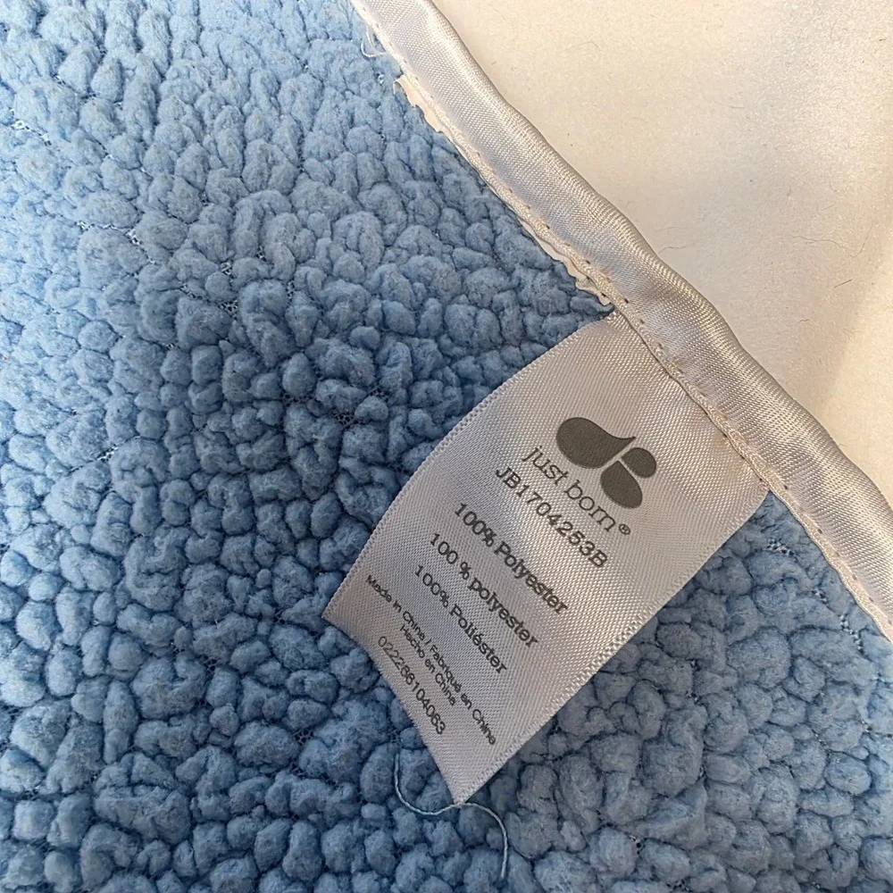 Just Born Baby Blanket Blue gray white minky patchwork star